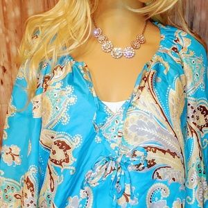 Venus blue paisley blouse